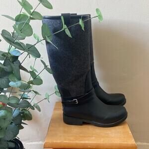UGG Korynne Rubber High Boot Wellies Rain boot Black Grey Wool size 6